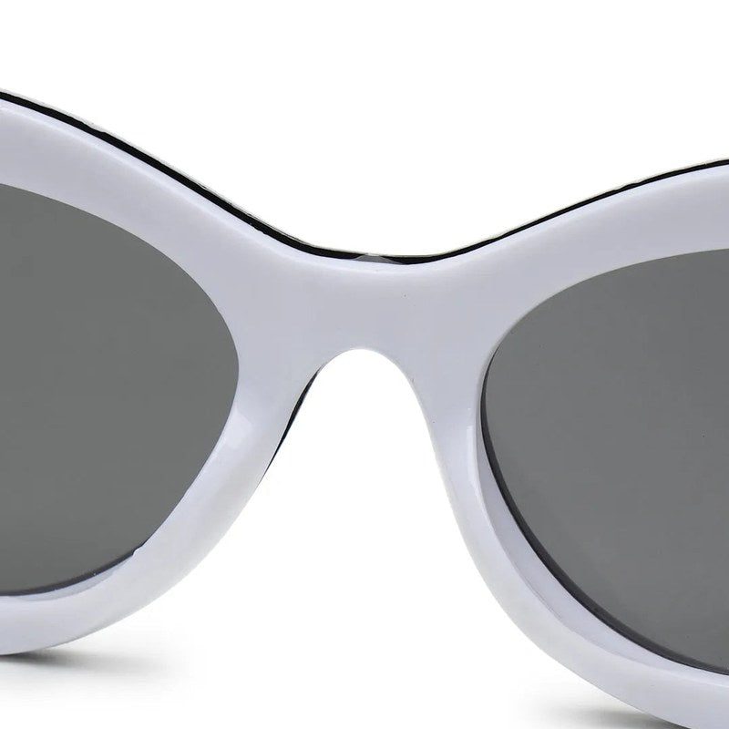 Sunshades White & Black Medium Full Rim Cateye Sunglasses for Men & Women — Hashtag Eyewears