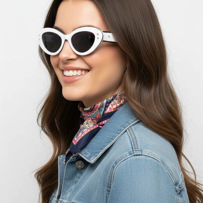 Sunshades White & Black Medium Full Rim Cateye Sunglasses for Men & Women — Hashtag Eyewears