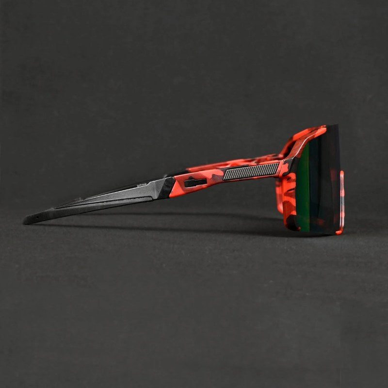 Swift Red-Black Texture Large Full Rim Visor Sports Sunglasses for Men & Women — Hashtag Eyewears