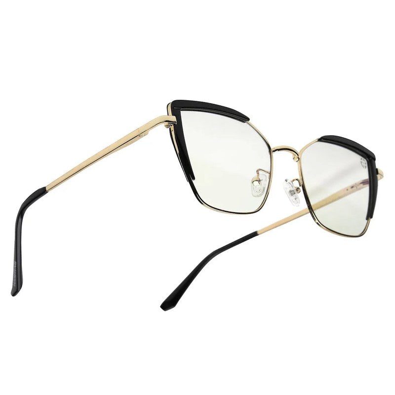Swit Black & Golden Large Full Rim Cateye Sunglasses for Women — Hashtag Eyewears