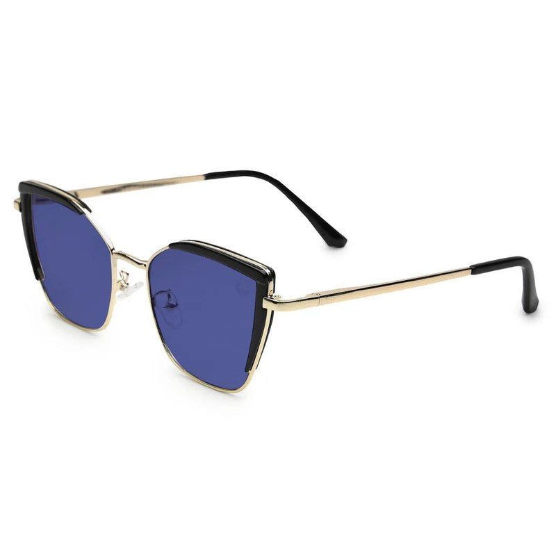 Swit Black & Golden Large Full Rim Cateye Sunglasses for Women — Hashtag Eyewears
