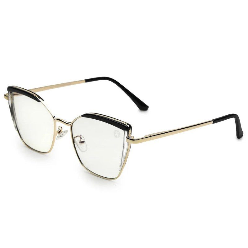 Swit Black, Transparent & Golden Large Full Rim Cateye Sunglasses for Women — Hashtag Eyewears