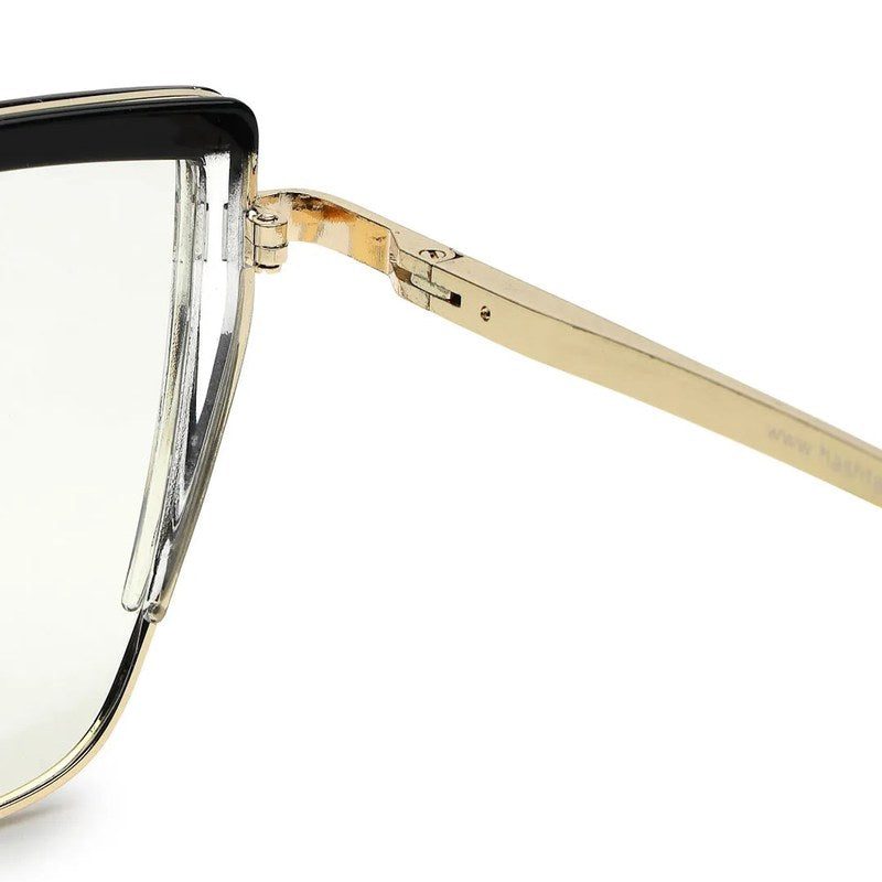 Swit Black, Transparent & Golden Large Full Rim Cateye Sunglasses for Women — Hashtag Eyewears