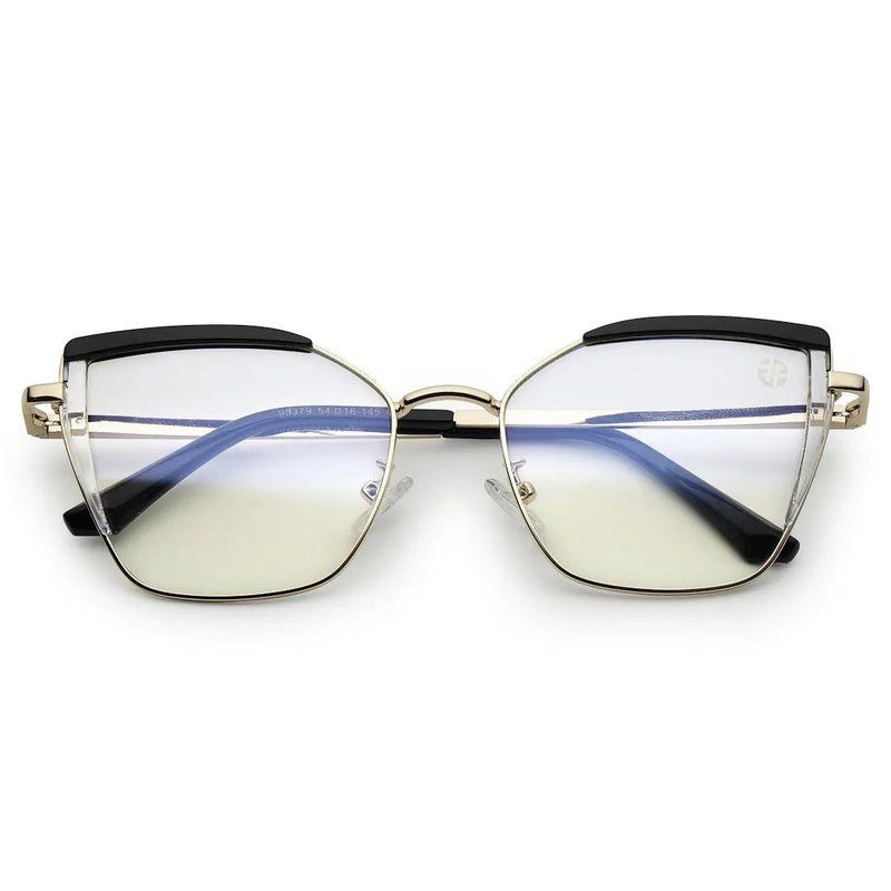 Swit Black, Transparent & Golden Large Full Rim Cateye Sunglasses for Women — Hashtag Eyewears