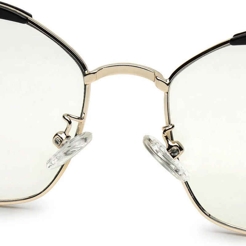 Swit Black, Transparent & Golden Large Full Rim Cateye Sunglasses for Women — Hashtag Eyewears