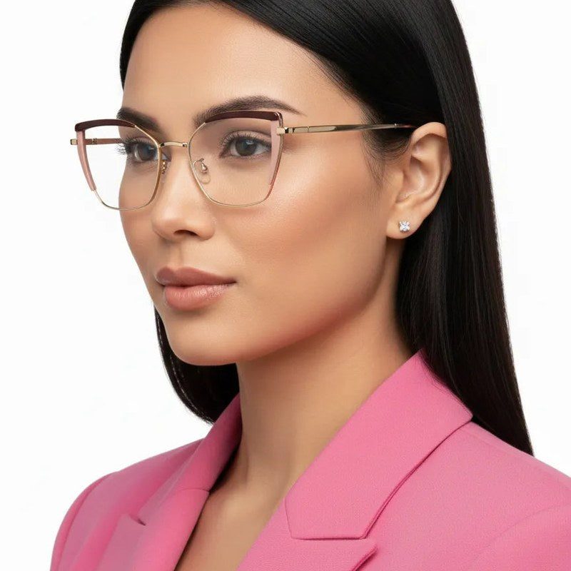 Swit Brown, Pink & Golden Large Full Rim Cateye Sunglasses for Women — Hashtag Eyewears