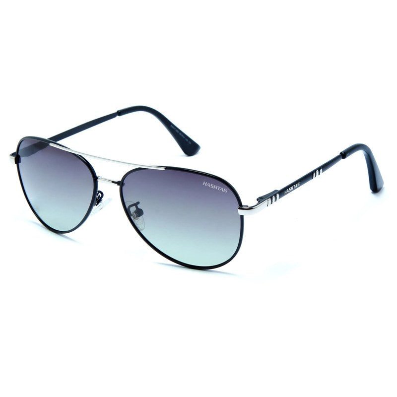 Tessera Silver & Black Large Full Rim Aviator Sunglasses for Men & Women — Hashtag Eyewears