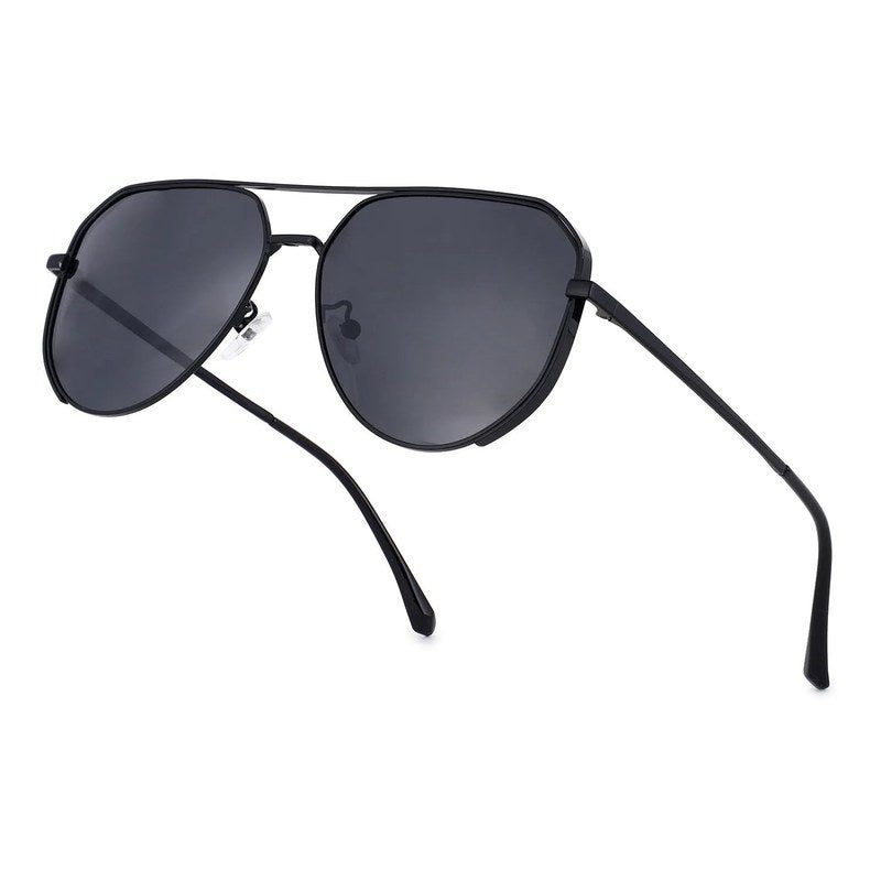 Tesseract Black Large Full Rim Aviator Sunglasses for Men — Hashtag Eyewears