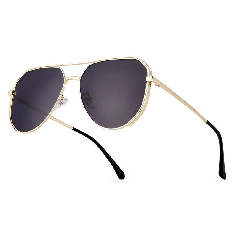 Tesseract Golden Large Full Rim Aviator Sunglasses for Men — Hashtag Eyewears