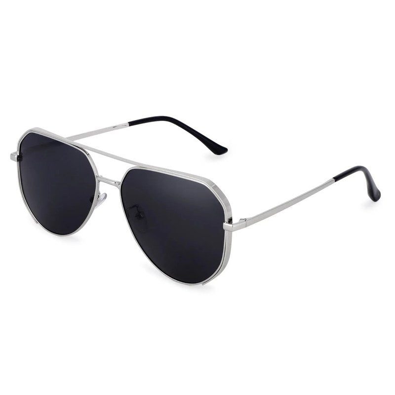 Tesseract Silver Large Full Rim Aviator Sunglasses for Men — Hashtag Eyewears