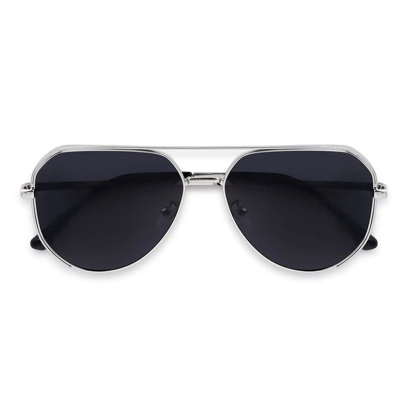 Tesseract Silver Large Full Rim Aviator Sunglasses for Men — Hashtag Eyewears