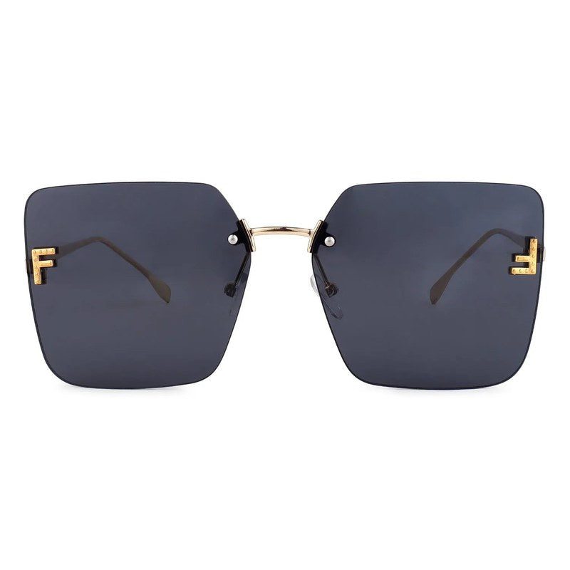 Tesseron Black Small Rim Less Square Sunglasses for Women — Hashtag Eyewears