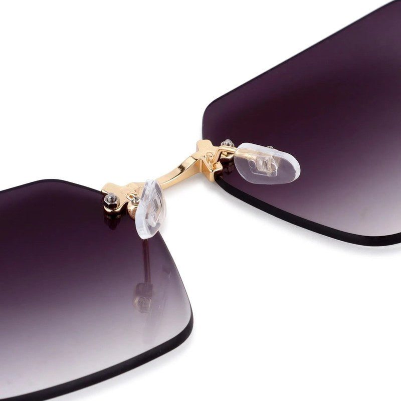 Tesseron Gradient Grey Small Rim Less Square Sunglasses for Women — Hashtag Eyewears