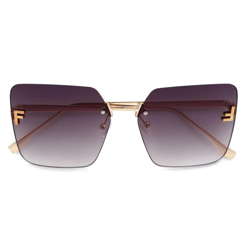 Tesseron Gradient Grey Small Rim Less Square Sunglasses for Women — Hashtag Eyewears