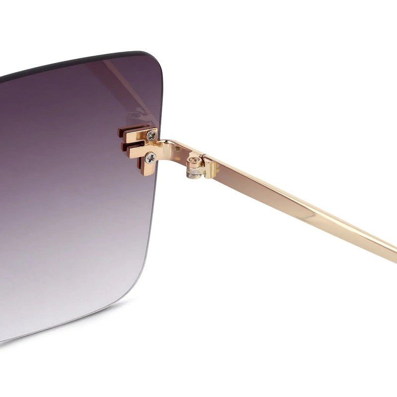 Tesseron Gradient Grey Small Rim Less Square Sunglasses for Women — Hashtag Eyewears