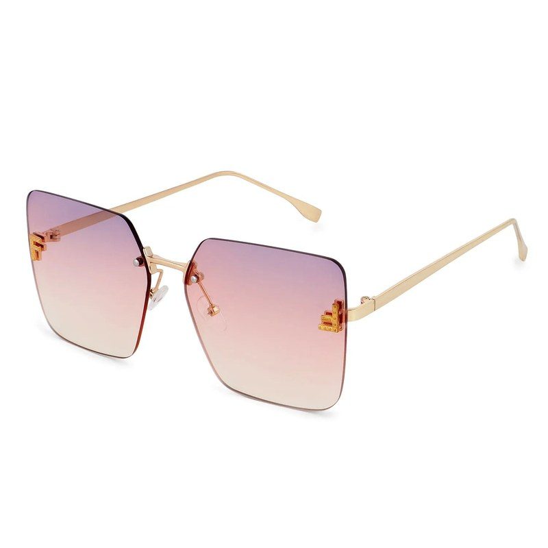 Tesseron Gradient Pink Small Rim Less Square Sunglasses for Women — Hashtag Eyewears