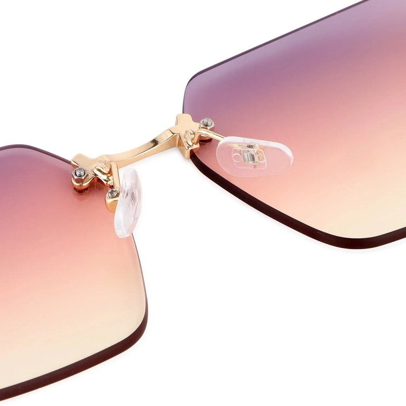 Tesseron Gradient Pink Small Rim Less Square Sunglasses for Women — Hashtag Eyewears