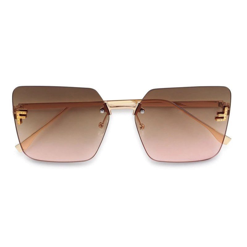 Tesseron Gradient Yellow Small Rim Less Square Sunglasses for Women — Hashtag Eyewears