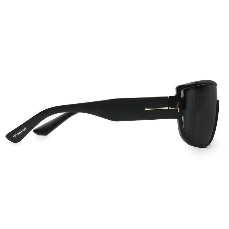 Texas Black Medium Full Rim Shield Sunglasses for Men & Women — Hashtag Eyewears