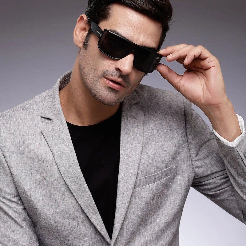 Texas Black Medium Full Rim Shield Sunglasses for Men & Women — Hashtag Eyewears