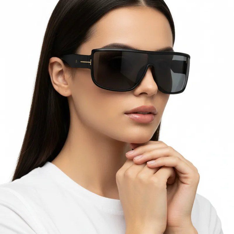 Texas Black Medium Full Rim Shield Sunglasses for Men & Women — Hashtag Eyewears