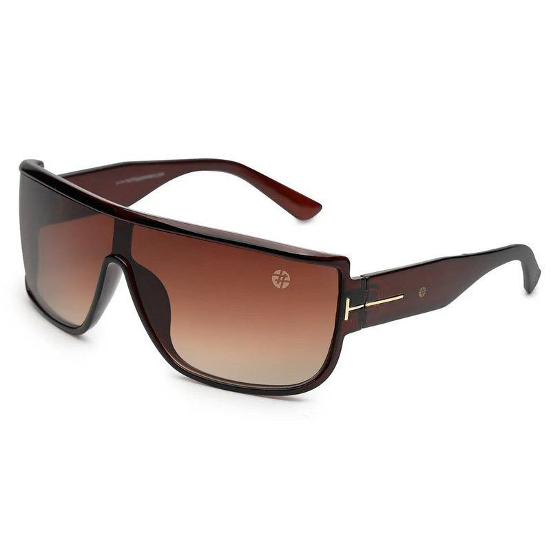 Texas Brown Medium Full Rim Shield Sunglasses for Men & Women — Hashtag Eyewears