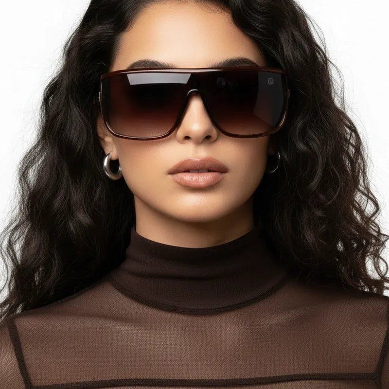 Texas Brown Medium Full Rim Shield Sunglasses for Men & Women — Hashtag Eyewears