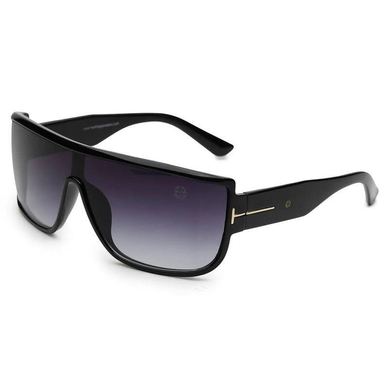 Texas Gradient Black Medium Full Rim Shield Sunglasses for Men & Women — Hashtag Eyewears