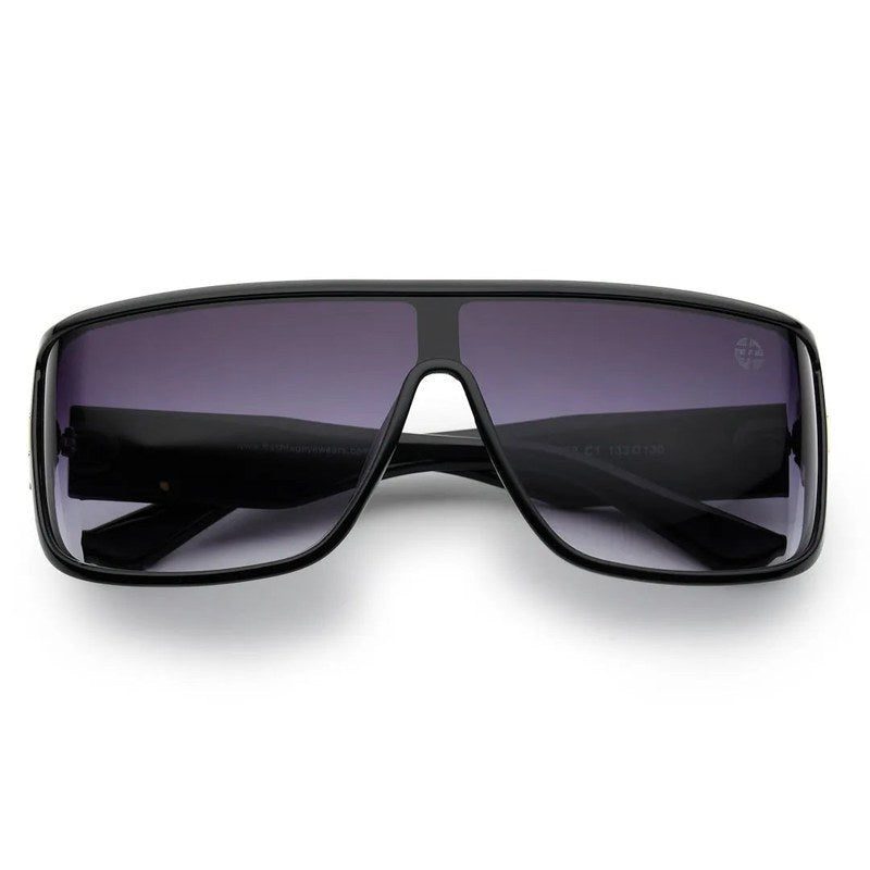 Texas Gradient Black Medium Full Rim Shield Sunglasses for Men & Women — Hashtag Eyewears