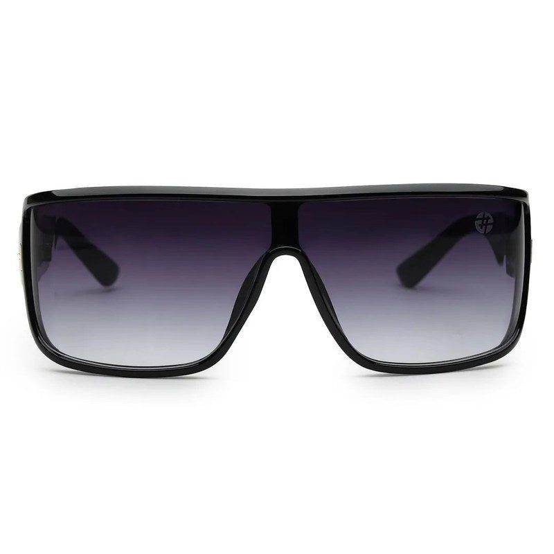Texas Gradient Black Medium Full Rim Shield Sunglasses for Men & Women — Hashtag Eyewears