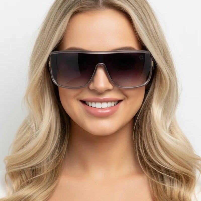 Texas Grey Medium Full Rim Shield Sunglasses for Men & Women — Hashtag Eyewears