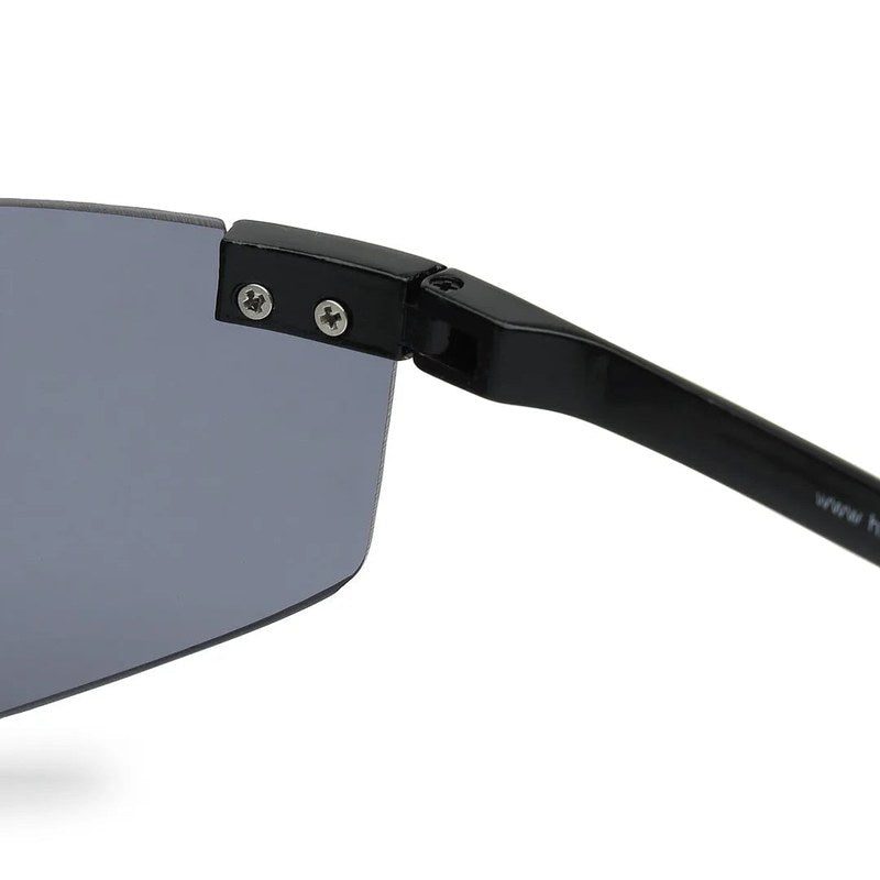 Tri-Angle Black Large Rim Less Rectangle Sunglasses for Men & Women — Hashtag Eyewears
