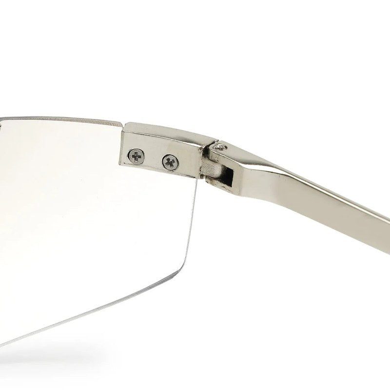 Tri-Angle Silver Large Rim Less Rectangle Sunglasses for Men & Women — Hashtag Eyewears
