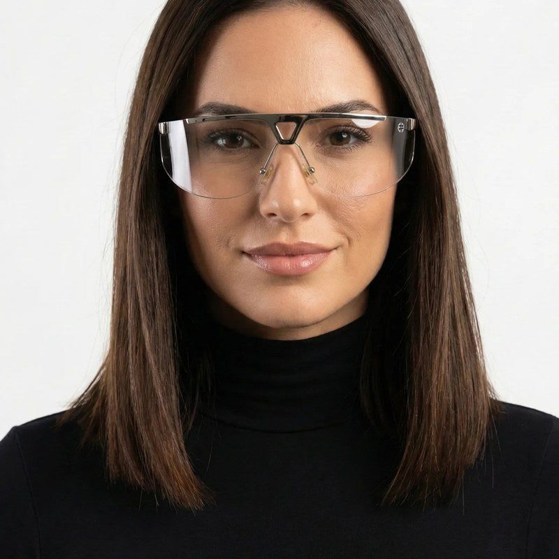 Tri-Angle Silver Large Rim Less Rectangle Sunglasses for Men & Women — Hashtag Eyewears