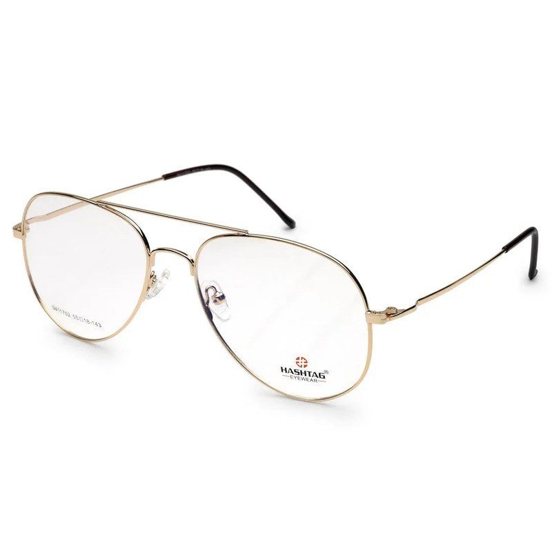 Tricorn Gold Medium Full Rim Aviator with Lock Side Hinges Turban Eyeglasses for Men — Hashtag Eyewears
