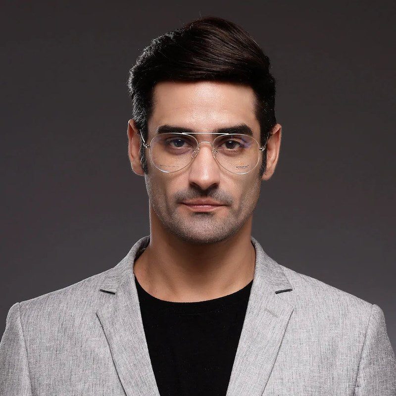 Tricorn Gold Medium Full Rim Aviator with Lock Side Hinges Turban Eyeglasses for Men — Hashtag Eyewears