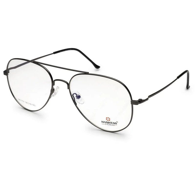 Tricorn Gun-Grey Medium Full Rim Aviator with Lock Side Hinges Turban Eyeglasses for Men — Hashtag Eyewears