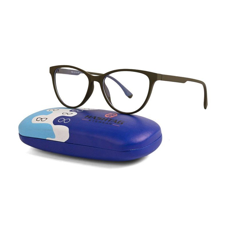 TruBlu Dark Green Medium Full Rim CATEYE Computer Glasses for Men & Women — Hashtag Eyewears