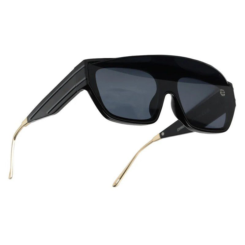 Umbra Black/Gold Medium Full Rim Rectangle Sunglasses for Men & Women — Hashtag Eyewears