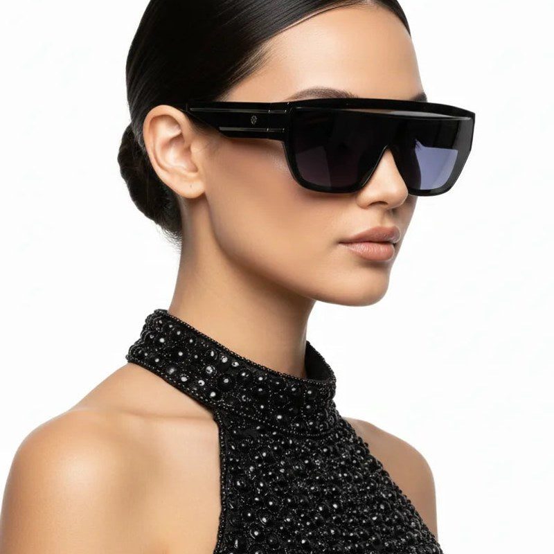 Umbra Black/Silver Medium Full Rim Rectangle Sunglasses for Men & Women — Hashtag Eyewears