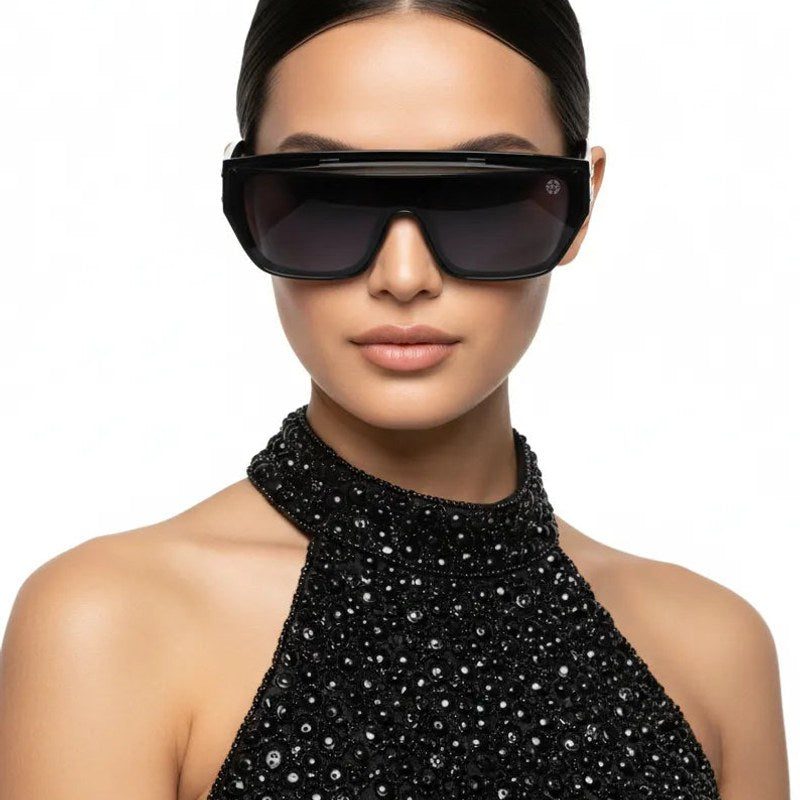 Umbra Black/Silver Medium Full Rim Rectangle Sunglasses for Men & Women — Hashtag Eyewears