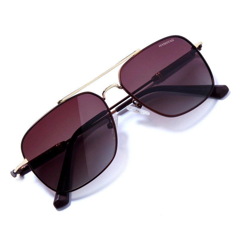 Unity Gradient Brown Medium Full Rim Square Sunglasses for Men & Women — Hashtag Eyewears
