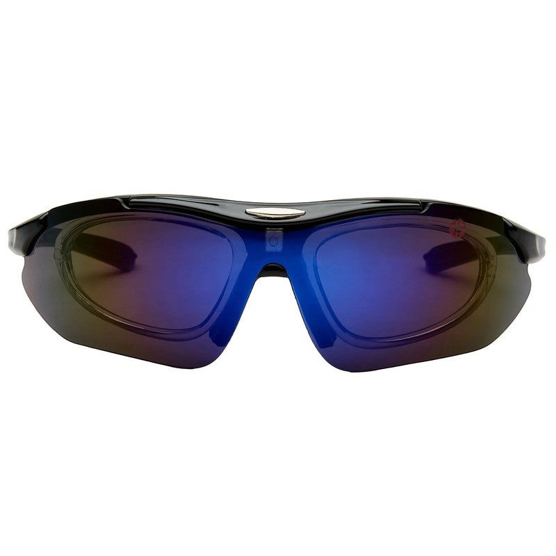 Valkor Black Free Size Half Rim Shield Sports Sunglasses for Men & Women Changeable Lens — Hashtag Eyewears