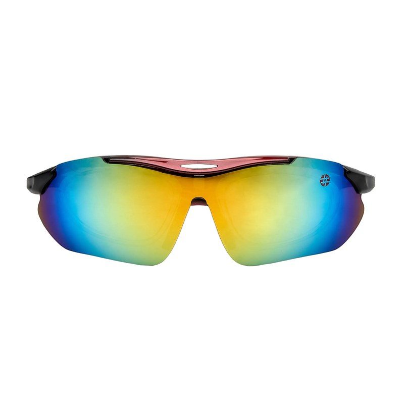 Valkor Red & Black Free Size Half Rim Shield Sports Sunglasses for Men & Women Changeable Lens — Hashtag Eyewears