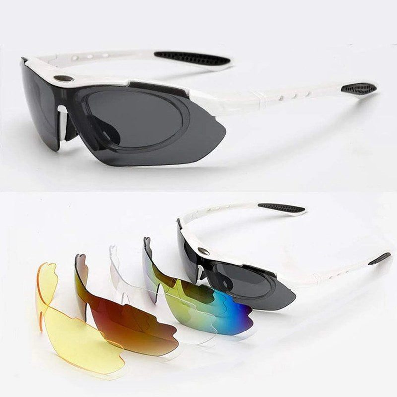 Valkor White Free Size Half Rim Shield Sports Sunglasses for Men & Women Changeable Lens — Hashtag Eyewears