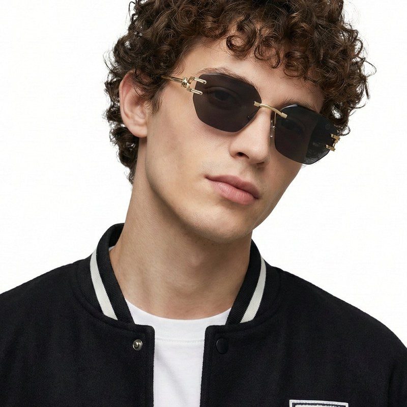 Valora Black Medium Rim Less Square Sunglasses for Men — Hashtag Eyewears