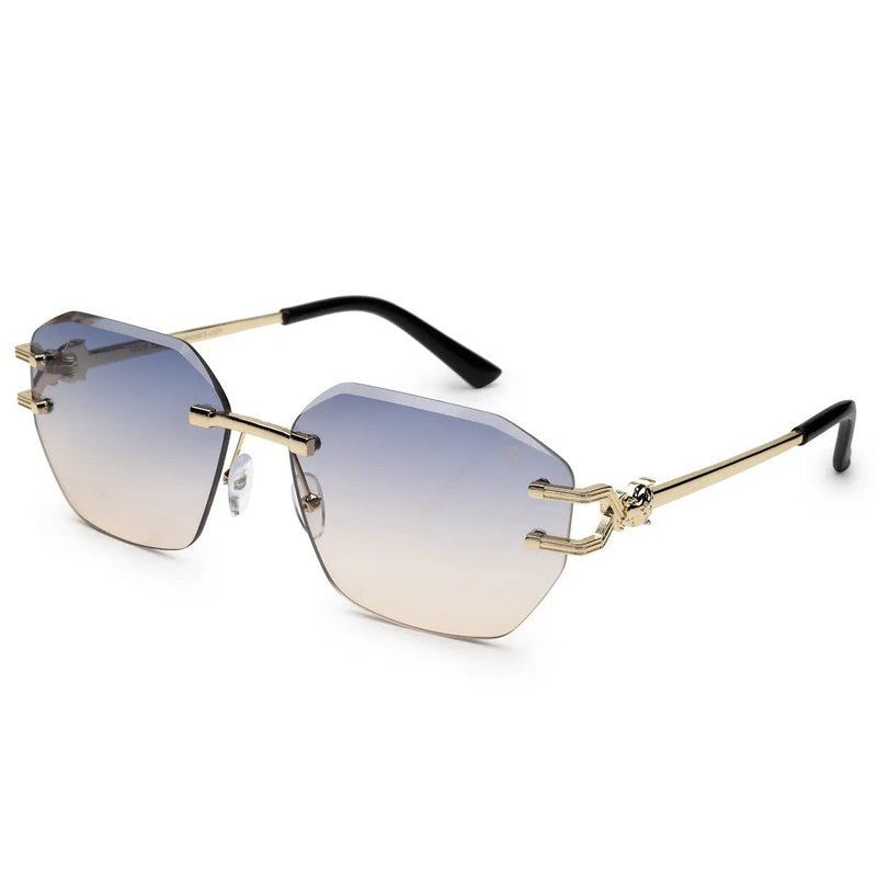 Valora Gradient Blue & Brown Medium Rim Less Square Sunglasses for Men — Hashtag Eyewears