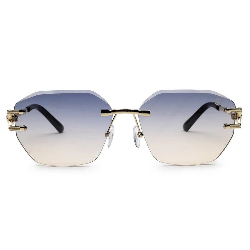 Valora Gradient Blue & Brown Medium Rim Less Square Sunglasses for Men — Hashtag Eyewears