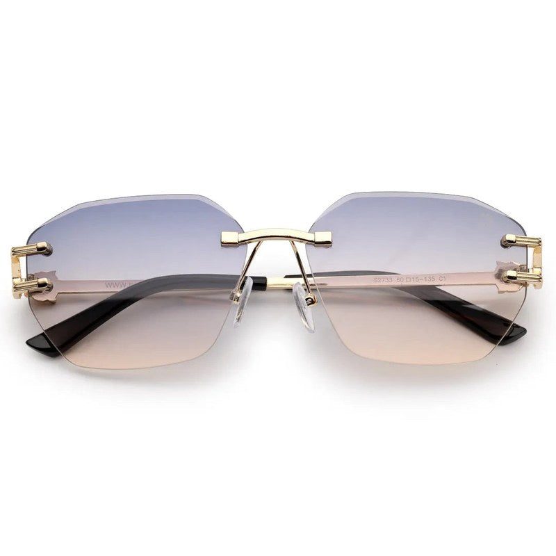 Valora Gradient Blue & Brown Medium Rim Less Square Sunglasses for Men — Hashtag Eyewears