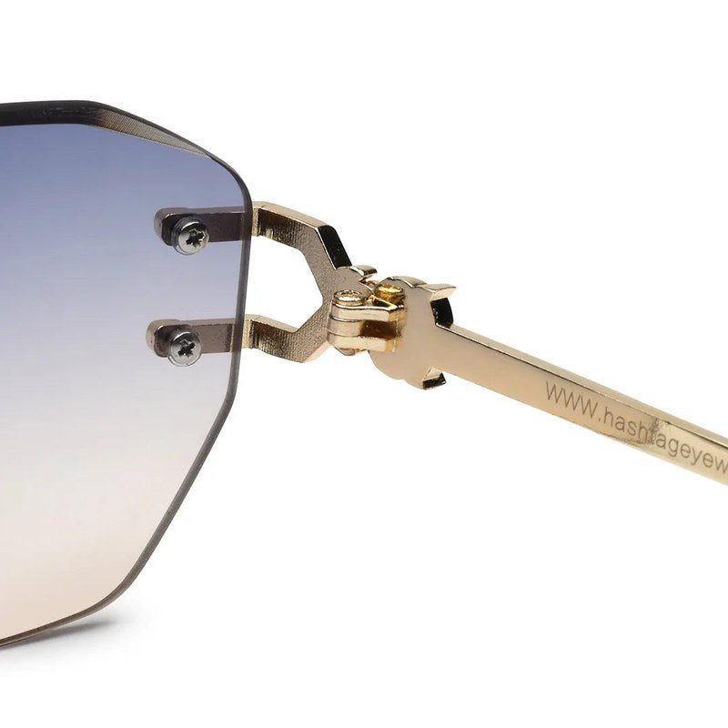 Valora Gradient Blue & Brown Medium Rim Less Square Sunglasses for Men — Hashtag Eyewears
